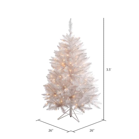 3.5ft. Pre-Lit Sparkle White Spruce Artificial Christmas Tree, Incandescent Lights
